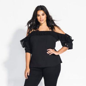 Sexy Black Top Size 18 Cold Shoulder NWT